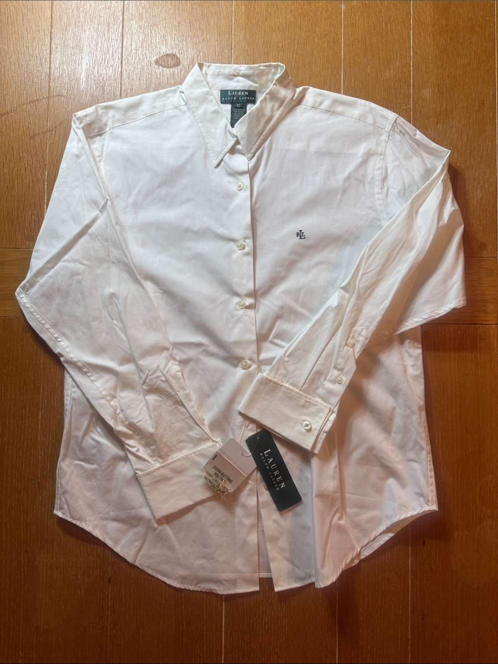 Ladies Vintage Lauren Ralph Lauren White Cotton Dress Shirt with French Cuffs